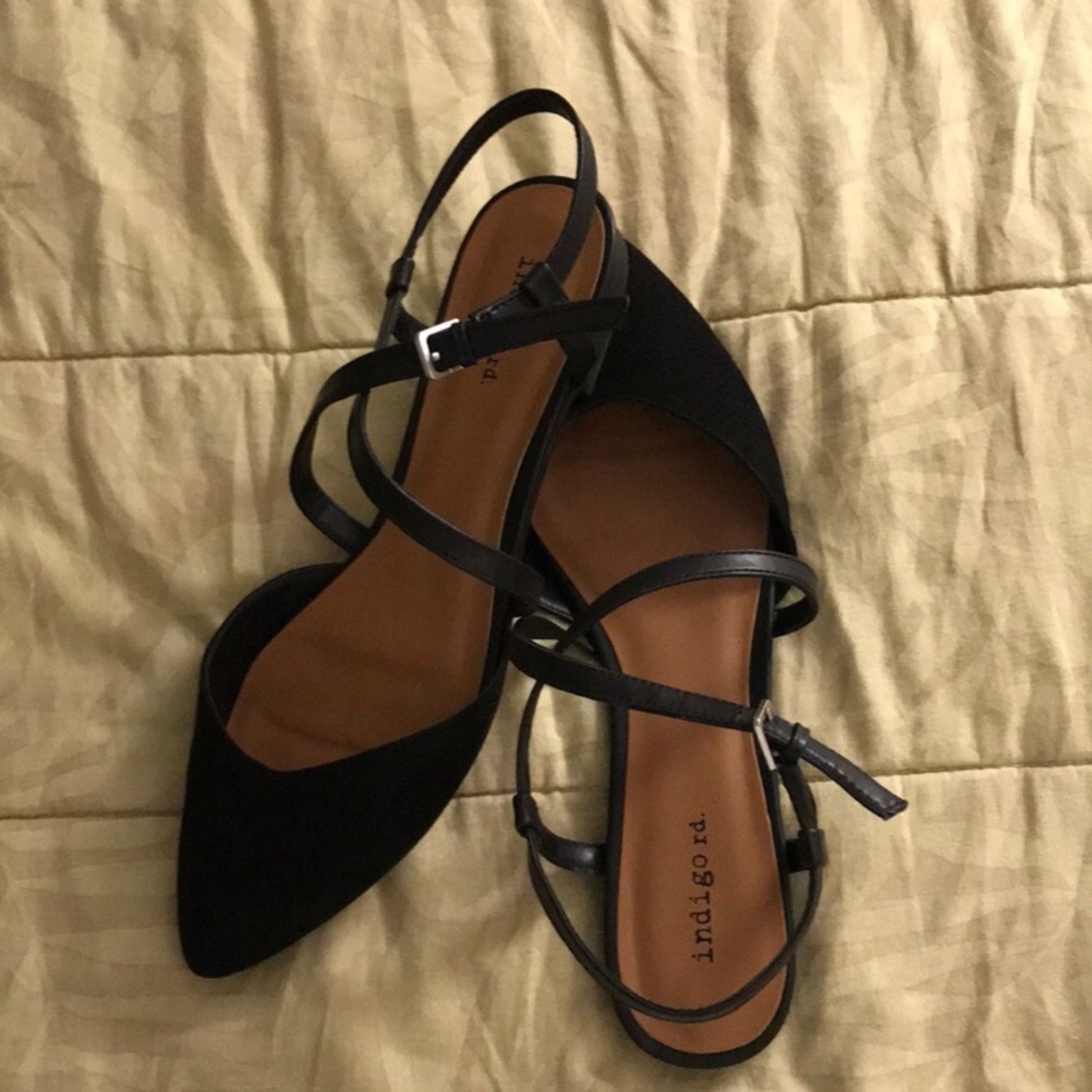 Black pointed toe flats. Size 9.5